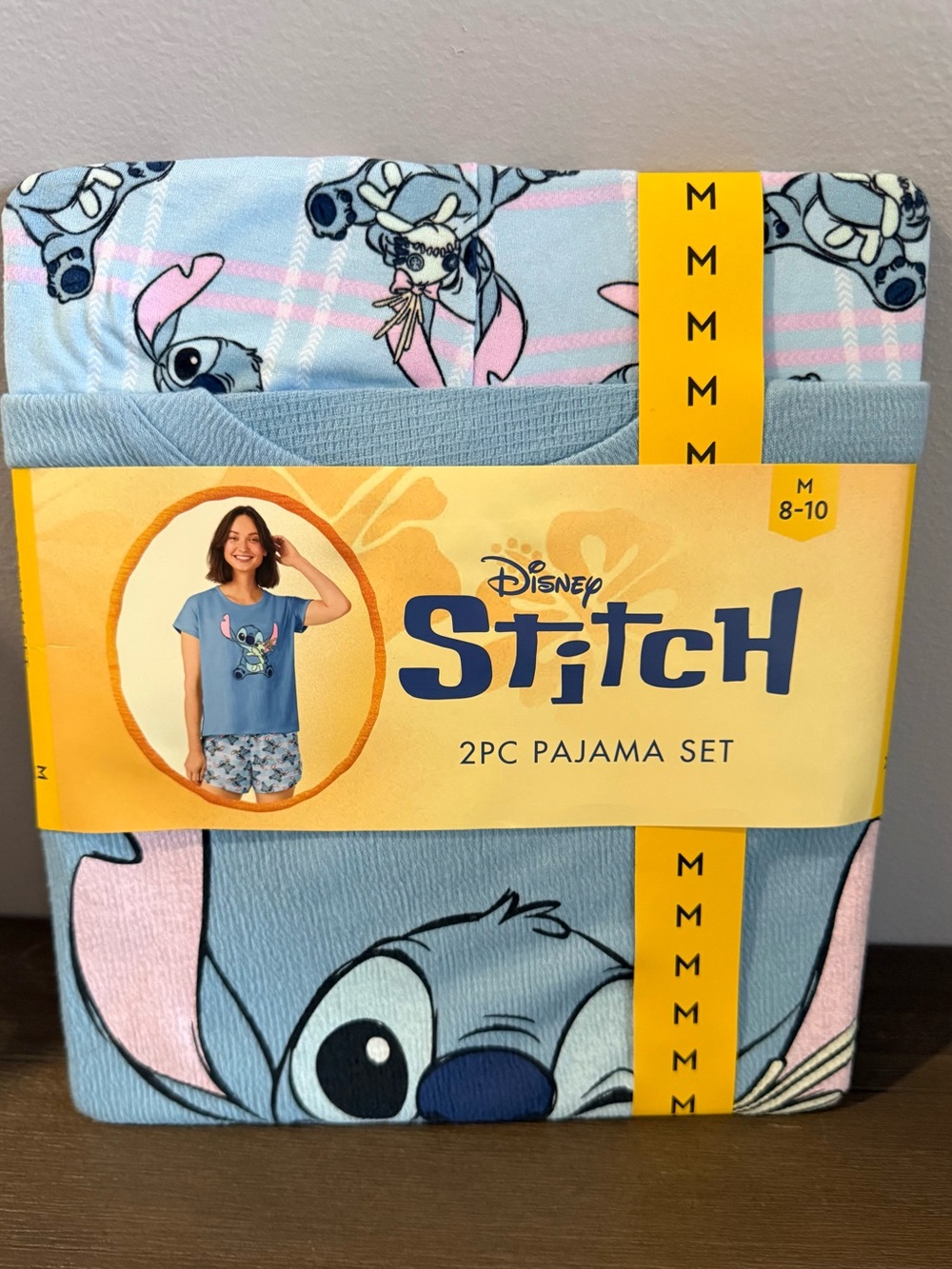 Disney Girls Stitch 2-Piece Pajama Set in Light Blue and Pink